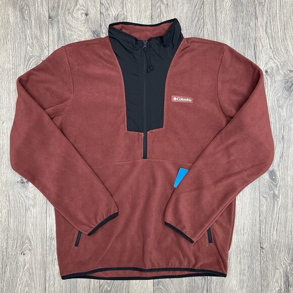 Columbia 1/2 Zip Fleece Jacket Size Large Mens Maroon Sequoia Grove $60 - Picture 1 of 12
